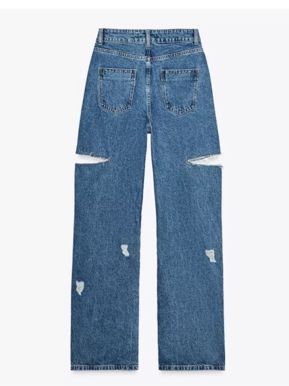 ZARA Z1975 MID WAIST RIPPED CUT OUT STRAIGHT LEG JEANS - Picture 2 of 7